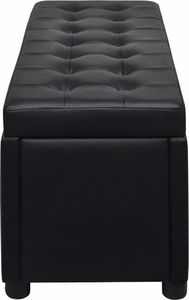 vidaXL Ławka z pojemnikiem do przechowywania, sztuczna skóra, czarna 5