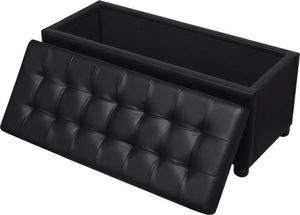 vidaXL Ławka z pojemnikiem do przechowywania, sztuczna skóra, czarna 6