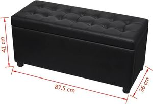 vidaXL Ławka z pojemnikiem do przechowywania, sztuczna skóra, czarna 8