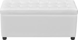 vidaXL Ławka z pojemnikiem do przechowywania, sztuczna skóra, biała 4