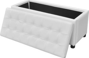 vidaXL Ławka z pojemnikiem do przechowywania, sztuczna skóra, biała 6