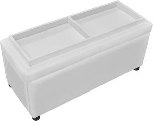 vidaXL Ławka z pojemnikiem do przechowywania, sztuczna skóra, biała 7