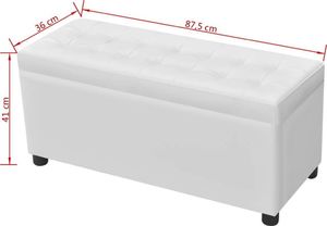 vidaXL Ławka z pojemnikiem do przechowywania, sztuczna skóra, biała 8