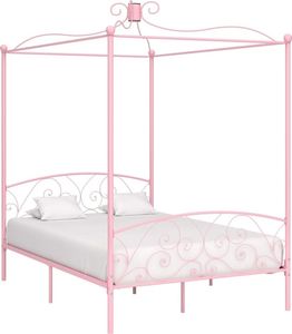 vidaXL Rama łóżka z baldachimem, różowa, metalowa, 140 x 200 cm 1