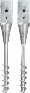 vidaXL Kołki gruntowe, 2 sztuki, srebrne, 10x10x57 cm, stal (145441) 1