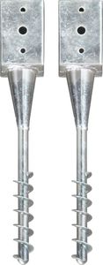 vidaXL Kołki gruntowe, 2 sztuki, srebrne, 9x9x56 cm, stal galwanizowana (145439) 1