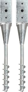 vidaXL Kołki gruntowe, 2 sztuki, srebrne, 7x7x56 cm, stal galwanizowana (145435) 1