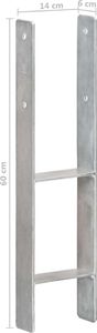 vidaXL Kotwy do słupków, 6 sztuk, srebrne, 14 x 6 x 60 cm, stal (145309) 7