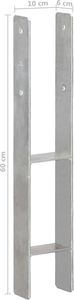 vidaXL Kotwy do słupków, 6 sztuk, srebrne, 10 x 6 x 60 cm, stal (145303) 7