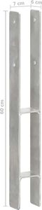 vidaXL Kotwy do słupków, 6 sztuk, srebrne, 7 x 6 x 60 cm, stal (145294) 7