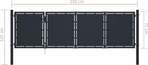 vidaXL Brama ogrodzeniowa, stalowa, 350 x 75 cm, antracytowa 5