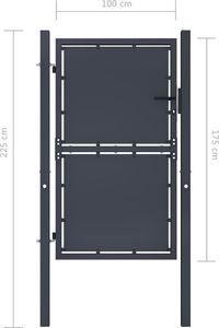 vidaXL Furtka ogrodzeniowa, stalowa, 100 x 175 cm, antracytowa 4