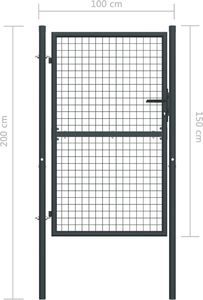 vidaXL Furtka ogrodowa z siatki, galwanizowana stal, 100x200 cm, szara 5