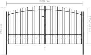 vidaXL Brama dwuskrzydłowa z grotami, 400 x 248 cm 6