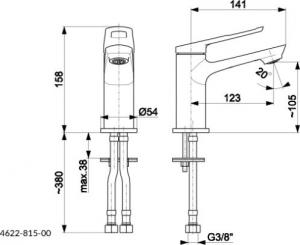 Bateria umywalkowa KFA Amazonit stojąca chrom (4622-815-00) 4