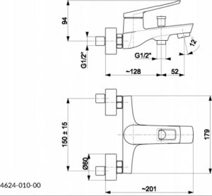 Bateria wannowa KFA 4624-010-00 AMAZONIT BAT.WANNA ŚCIENNA. // B-84-00-1-0000 2