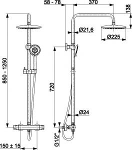 Zestaw prysznicowy KFA Moza z deszczownicą z baterią termostatyczną chrom (5736-910-00) 2