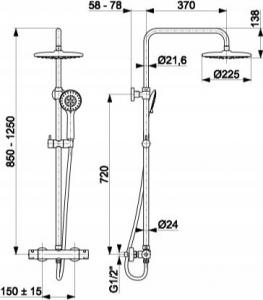 Zestaw prysznicowy KFA Moza z deszczownicą z baterią termostatyczną czarny (5736-910-81) 2