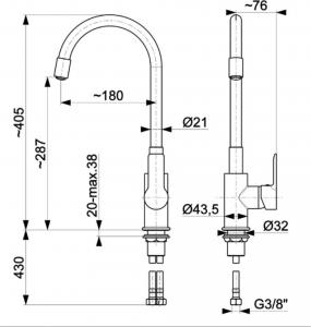 Bateria kuchenna KFA Rumba stojąca czarna (6553-915-00) 3