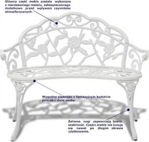 Elior metalowa ławka ogrodowa Loryn, biała (3512) 6