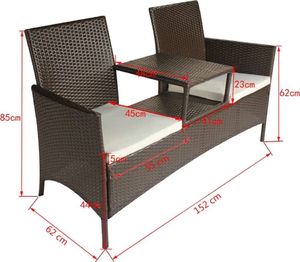 Elior ławka ogrodowa ze stolikiem Tamant, brązowa (5402) 5