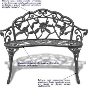 Elior metalowa ławka ogrodowa Loryn, zielona (3511) 6