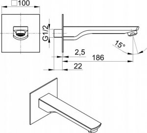 Bateria wannowa KFA 836-002-00 MOKAIT WYLOT BATERII WANNOWEJ PODTYNKOWEJ // B-77-WYLOT 2