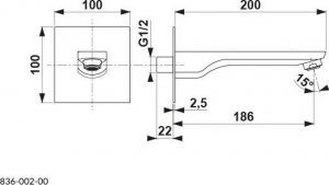 Bateria wannowa KFA 836-002-00 MOKAIT WYLOT BATERII WANNOWEJ PODTYNKOWEJ // B-77-WYLOT 3