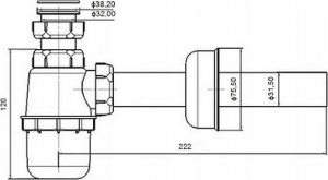 Syfon AKCES 17034 PÓŁSYFON UMYWALKOWY BUTELKOWY FI 32 // SUT.BS.A.32 3