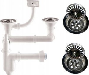 Syfon AKCES 19042 SYFON ZLEW. 1,5 LUB 2-KOM. BUTELKOWY 2-POZIOM. SITKO 3.5 TRZPIEŃ STAL. KOREK CEDZAK PP PRZELEW WERTYKAL. HORYZONTAL. FI 40 // SZT.A.40-PP-2KOM/1,5KOM-3,5-PRZELEW/PP 3