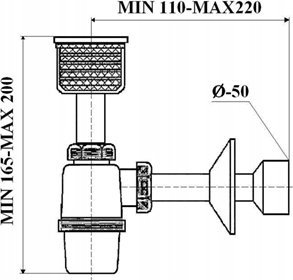 Syfon AKCES 19052 SYFON PISUAROWY BUTELKOWY FI 32/50 // SPT.A.32/50 2