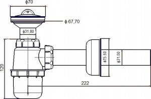 Syfon AKCES 19063 SYFON UMYWALKOWY BUTELKOWY SITKO NIERDZEWNE, KOREK PCV, FI32 // SUT.A.32-NIERDZ 3