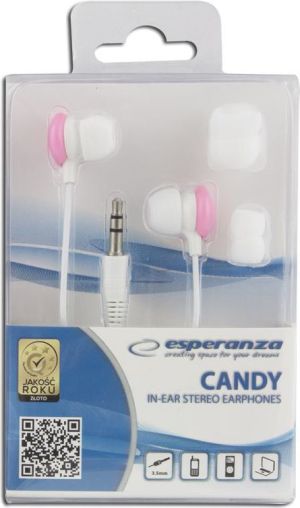 Słuchawki Esperanza Dokanałowe Audio Stereo CANDY EH150P Różowe 2