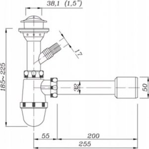 Syfon AKCES 19131 SYFON UMYWALKOWY BUTELKOWY SITKO NIERDZEWNE, PODŁ.PRALKA/ZMYW., KOREK PCV // SUT.A.32/50-PP 3