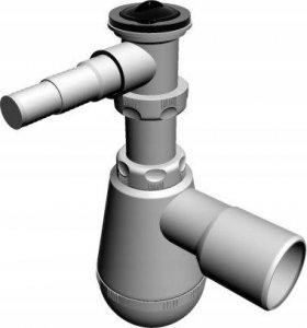 Syfon AKCES 19200B SYFON ZLEW. 1-KOM. BUTELKOWY, SITKO NIERDZEW. 2 POD. PRALKA/ZMYW. BEZ PRZELEWU KOREK PCV FI 50 // SZT.A.50-PP-1KOM-2 3