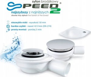 Syfon AKCES 19231 SYFON BRODZIK.KLIK-KLAK SPEED2 FI 50, WYS. 50MM, ODPŁYW FI50 30L/MIN, CZYSZCZ. Z GÓRY, STAL NIERDZ. // S.BRODZ.A.50-SPEED2-30L 13