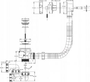 Syfon AKCES 19975P SYFON WANNOWY KOREK AUTOMAT. POKRĘTŁO CHROM, ODEJŚCIE OBROTOWE FI 50 // SW+AUTOMAT 4