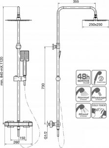 Zestaw prysznicowy Valvex 2447130 KOLUMNA NATRYSKOWA CUBUS BLACK Z BATERIĄ TERMOSTATYCZNĄ VALVEX // BV.2447130 7