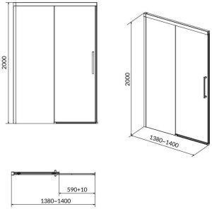 Cersanit S159-008 DRZWI PRZESUWNE DO KAB. PRYSZNIC. CREA 140X200 TRANSP. / // KNC.DRZ-CREA-140X200-TR 2