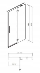 Cersanit S159-006 DRZWI NA ZAWIAS. KAB, PRYSZNIC CREA 90X200 PRAWE TRANSP. // KNC.DRZ-CREA-90X200-TR-P 11