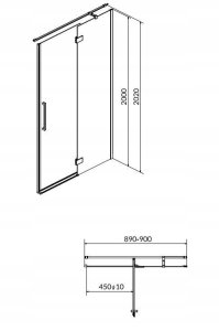 Cersanit S159-006 DRZWI NA ZAWIAS. KAB, PRYSZNIC CREA 90X200 PRAWE TRANSP. // KNC.DRZ-CREA-90X200-TR-P 9