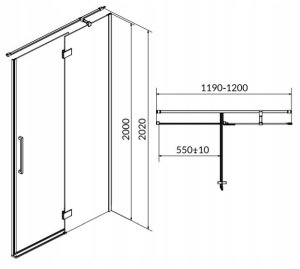 Cersanit S159-004 DRZWI NA ZAWIAS. KAB, PRYSZNIC CREA 120X200 PRAWE TRANSP. / // KNC.DRZ-CREA-120X200-TR-P 2