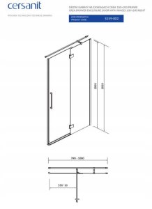 Cersanit S159-002 DRZWI NA ZAWIAS. KAB, PRYSZNIC CREA 100X200 PRAWE TRANSP. / // KNC.DRZ-CREA-100X200-TR-P 4