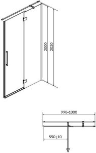 Cersanit S159-002 DRZWI NA ZAWIAS. KAB, PRYSZNIC CREA 100X200 PRAWE TRANSP. / // KNC.DRZ-CREA-100X200-TR-P 5