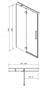 Cersanit S159-001 DRZWI NA ZAWIAS. KAB, PRYSZNIC CREA 100X200 LEWE TRANSP. / // KNC.DRZ-CREA-100X200-TR-L 13
