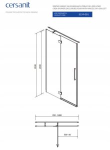 Cersanit S159-001 DRZWI NA ZAWIAS. KAB, PRYSZNIC CREA 100X200 LEWE TRANSP. / // KNC.DRZ-CREA-100X200-TR-L 5