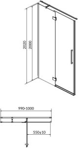 Cersanit S159-001 DRZWI NA ZAWIAS. KAB, PRYSZNIC CREA 100X200 LEWE TRANSP. / // KNC.DRZ-CREA-100X200-TR-L 6