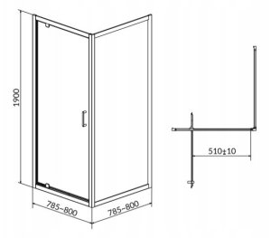 Cersanit S157-009 KABINA KWADRATOWA ARTECO PIVOT 80X80X190 SZKŁO TRANSP. // KNC.ART-PIVOT-80X190 2