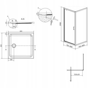 Cersanit S157-009 KABINA KWADRATOWA ARTECO PIVOT 80X80X190 SZKŁO TRANSP. // KNC.ART-PIVOT-80X190 7