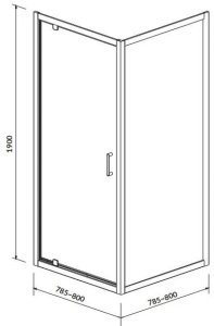 Cersanit S157-009 KABINA KWADRATOWA ARTECO PIVOT 80X80X190 SZKŁO TRANSP. // KNC.ART-PIVOT-80X190 8